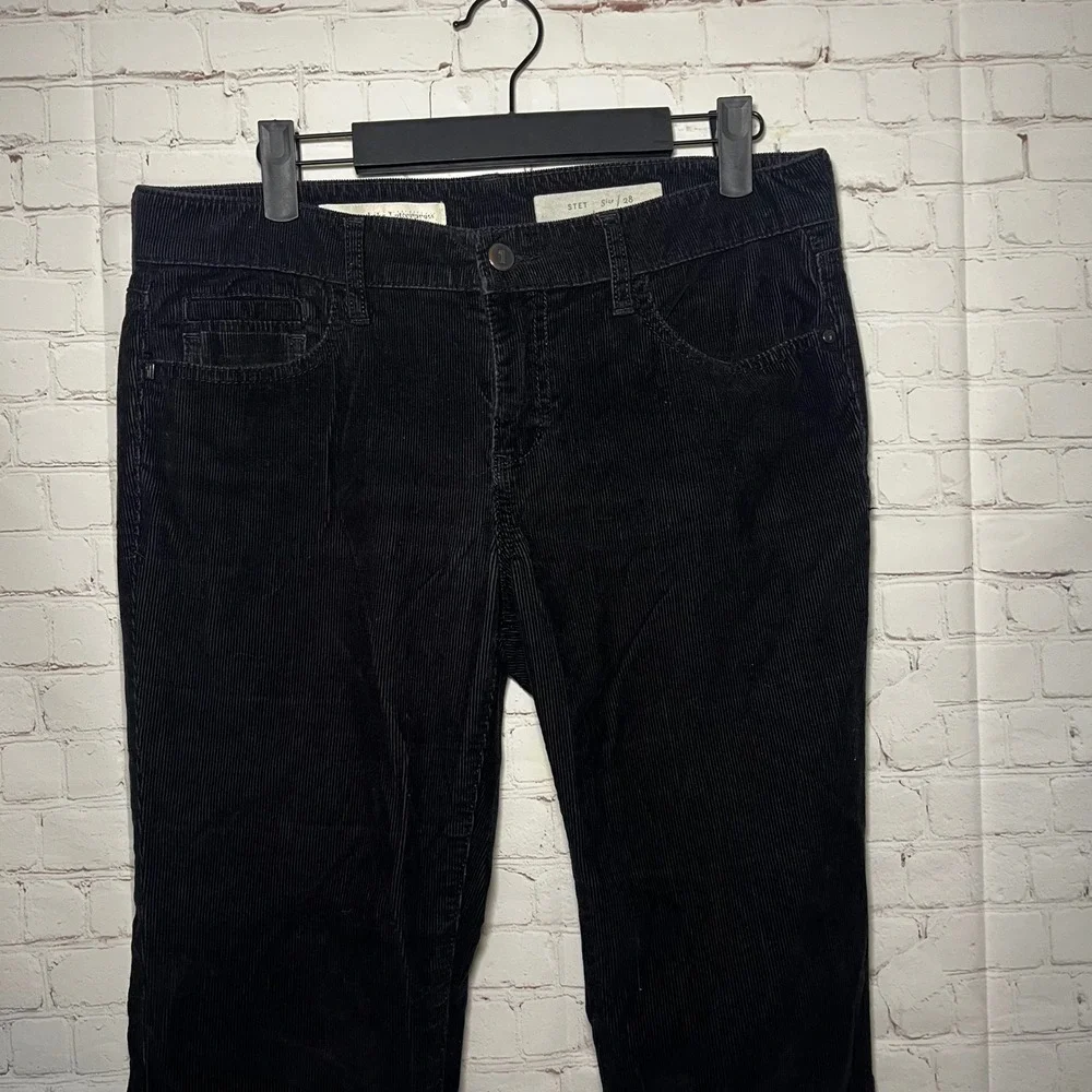 Pilcro Anthropologie Black Corduroy Kick Flare‎ Cropped Pants Size 28